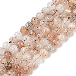 Rutilated Кварц Нити бусин из рутилированного кварца из натурального черного золота, круглые, 6.5 мм, отверстие : 0.7 мм, около 62 шт / нитка, 15.63'' (39.7 см)