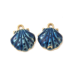 Shell Shape 304 из нержавеющей стали шармы эмали, ионное покрытие (ip), реальный 18 k позолоченный, формы раковины, 14x12.5x3 мм, отверстие : 1.5 мм