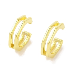 Настоящее золото 18K Латунные серьги-каффы для женщин, геометрический, реальный 18 k позолоченный, 11.5x3.5 мм