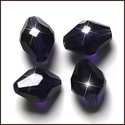 Индиго Имитация Австрийские кристаллические шарики, класс AAA, к 9 стекло, граненые, двухконусные, индиговые, 6x9.5 мм, отверстие : 0.7~0.9 мм