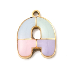 Letter A 304 подвески из нержавеющей стали, с эмалью, ионное покрытие (ip), реальный 18 k позолоченный, буква a, 15x12x2.5 мм, отверстие : 1.5 мм