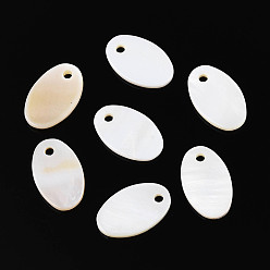 Морская Ракушка Натуральные пресноводные ракушки овальные подвески, цвет морской раковины, 13x8x1.5~2 мм, отверстие : 1.4 мм