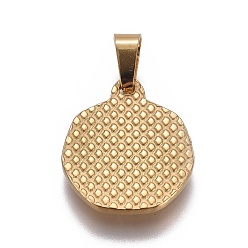 Golden 304 Stainless Steel Pendants, Flat Round with Angel, Golden, 20.5x18x2mm, Hole: 4x7mm