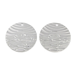 Нержавеющая Сталь Цвет Не тускнеющие 304 подвески из нержавеющей стали, плоский круглый шарм, цвет нержавеющей стали, 30.5x1 мм, отверстие : 2.3 мм