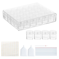 Gemischte Farbe DIY Kunststoff Perlenbehälter Kit, mit einer Eisenpinzette, Tablettplatte und Etikettenpaster, Gemischte Farbe, Kunststoffperlenbehälter: 1set, Pinzette: 1Stk, Platte: 2Stk, Kleister: 2Papier, Verschlussbeutel: 20Stk