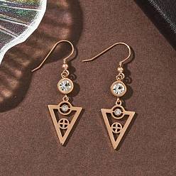 Розовое Золото 304 треугольные серьги-подвески из нержавеющей стали, ионное покрытие (ip), розовое золото , 51x15 мм