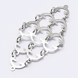 Platinum Rhodium Plated 925 Sterling Silver Links, Platinum, 55.5x25x4mm, Hole: 1mm