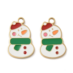 Снеговик Рождество 304 эмалированные подвески из нержавеющей стали, реальный 14 k позолоченный, снеговик, 17.5x10.5x1.5 мм, отверстие : 1.8 мм
