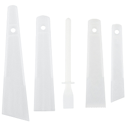 Белый 5шт. 5 виды пластиковых скребков, аппликатор для нанесения клея, для кожевничества, белые, 112~157x18~37x5~10 мм, 1 шт / стиль
