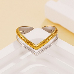 Heart 304 Stainless Steel Cuff Open Rings for Women, Golden & Stainless Steel Color, Heart, 10mm, Inner Diameter: 18mm
