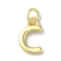 Letter C Acumular colgantes de chapado de latón, sin plomo y cadmio, larga duración plateado, real 18 k chapado en oro, letra c, 11.5x7.5x1.5 mm, agujero: 3.2 mm
