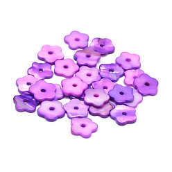 Medium Orchid Dyed Natural Freshwater Shell Flower Beads, Medium Orchid, 10x2mm, Hole: 1.5mm