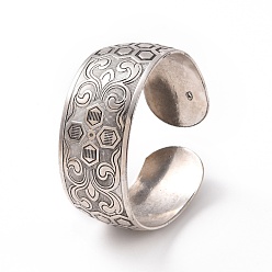 Шестиугольник Богемный браслет в тибетском стиле из сплава с толстой открытой манжетой для женщин, шестиугольник, внутренний диаметр: 2-1/4 дюйм (5.8 см), широк: 25 мм