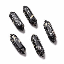 Kaiserlicher Jaspis Synthetischer schwarzer Imperialjaspis ohne Loch, facettiert, doppelt abgeschlossene Punkte, 22~23x6x6 mm
