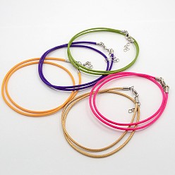 (52) Непрозрачная лаванда Вощеный шнур ожерелье решений, с латунной когтя омара застежками и латунь хвостовых цепей, разноцветные, 18 дюйм