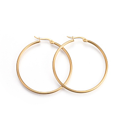 Золотой 201 серьги из нержавеющей стали, с 304 штифта из нержавеющей стали, гипоаллергенные серьги, Кольцевая форма, золотые, 12 датчик, 82.5x2 мм, штифты : 1 мм