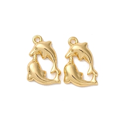Whale Латунные подвески, без кадмия, без никеля и без свинца, Морские животные, реальный 18 k позолоченный, кит, 18.5x12.5x3 мм, отверстие : 1.5 мм