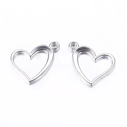 Platinum Tibetan Style Alloy Charms, Cadmium Free & Lead Free, Heart, Platinum, 13x15x1mm
