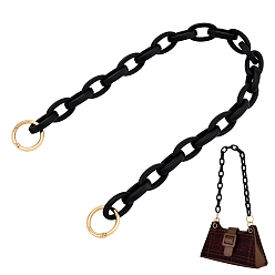 Черный Полимерная кабельная цепь цепочки для сумок, С кольцами из сплава цинка, для замены ремня сумки, золотой свет, чёрные, 607 мм