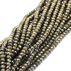 Pyrite Natural Pyrite Beads Strands, Faceted, Rondelle, 5x3~3.5mm, Hole: 0.8mm, about 106pcs/strand, 15.43''(39.2cm)