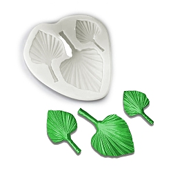 WhiteSmoke DIY Silicone Molds, Fondant Molds, Resin Casting Molds, for Chocolate, Candy, UV Resin & Epoxy Resin Craft Making, Leaf, WhiteSmoke, 87x77x9mm