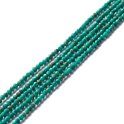 Malachite Perles synthétiques malachite brins, facette, ronde, 2x2mm, Trou: 0.5mm, Environ 208 pcs/chapelet, 15.35'' (39 cm)