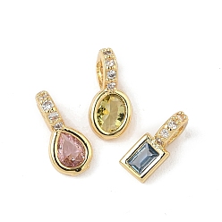 Mixed Shapes Латунные микро проложить кубического циркония прелести, стойки покрытие, долговечный, без свинца и без кадмия, реальный 18 k позолоченный, разнообразные, 8.5~9.5x3.5~4.5x1.5 мм, отверстие : 2 мм