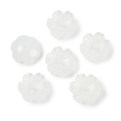 Белый Прозрачные колпачки для стеклянных шариков с аэрозольной краской, цветок, белые, 14x14x5 мм, отверстие : 1.5 мм