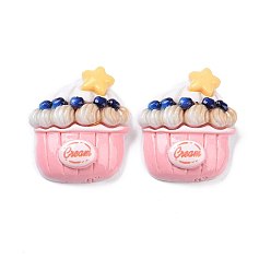 Food Непрозрачная смола для декодирования кабошонов для торта, имитация еды, розовые, образец торта, 29x25.5x10 мм