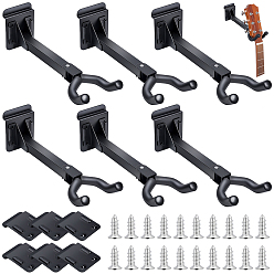 Noir 12pcs supports muraux en fer pour guitare, avec 50 pièces 201 vis en acier inoxydable, noir, 27x8.85x5.25 cm