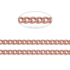 Красная Медь Латунные витой цепочки, бордюрные цепи, алмазная огранка, пайки, граненые, с катушкой, овальные, без свинца, без никеля и без кадмия, Красная медь, 2x1.5x0.45 мм, около 301.83 футов (92 м) / рулон