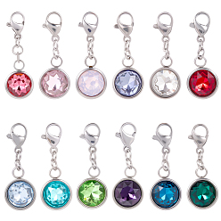 (52) Непрозрачная лаванда 12 шт. 12 цвета 304 подвески из нержавеющей стали со стразами, застежка когтя омара, разноцветные, 27 мм, 1 шт / цвет
