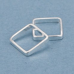 Посеребрённый Латунные соединительные колечки, долговечный, квадратный, 925 серебро покрытием, 6x6x1 мм, внутренний диаметр: 5x5 мм