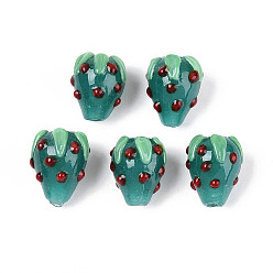 Темный Голубой Ручной работы Lampwork неровный бисер, клубника, темные голубые, 15~16x12~14x12~14 мм, отверстие : 1.2~1.6 мм