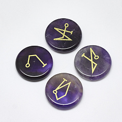 Аметист Природный аметист кабошонов, плоские круглые с рисунком, 25x5.5 мм, 4 шт / комплект