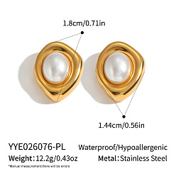 Pépite Boucles d'oreilles puces en acier inoxydable avec perles pour femmes, or, nuggets, 304mm