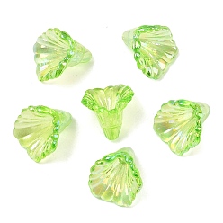 Зеленый газон Прозрачные колпачки акриловая бисера, AB цвет, цветок, зеленый газон, 12x11x9 мм, отверстие : 1.2 мм