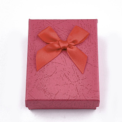 Mixed Color Cardboard Jewelry Set Boxes, with Sponge Inside, Rectangle with Bowknot, Mixed Color, 9x7x3.4cm
