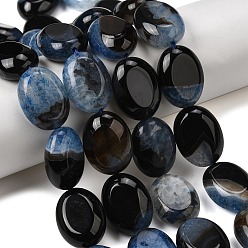 Васильковый Природный агат бисер нитей, окрашенная и подогревом, Плоско-овальные, васильковый, 19~20x14.5~15.5x7.5~8 мм, отверстие : 0.8~1 мм, около 20 шт / нитка, 15.55''~15.75'' (39.5~40 см)