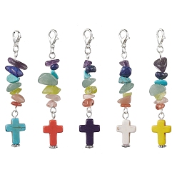 Cross Синтетические бирюзовые подвески, со сплавочной фурнитурой, крестик, 73.5 мм