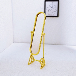 Золотистый Сплав зеркала миниатюрные украшения, аксессуары для кукольного домика с микро-ландшафтом, притворяясь опорными украшениями, золотые, 36x25x132 мм