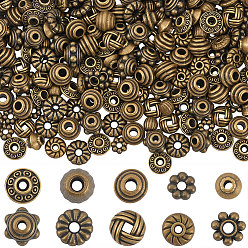 Античная Бронза 500шт 10 стили тибетский стиль бусины, разнообразные, античная бронза, 4~7x1~5.5 мм, отверстие : 1~2.5 мм, 50 шт / стиль