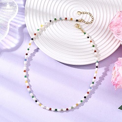 Разноцветный 3Мм ожерелья из бусин из натурального агата и натурального культивированного пресноводного жемчуга круглой огранки с рисовыми бусинами, с 304 концевыми цепями из нержавеющей стали, золотые, красочный, 15.59 дюйм (39.6 см)