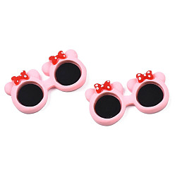 Pink Непрозрачные кабошоны из смолы, очки с бантиками, розовые, 18x34x5.5 мм