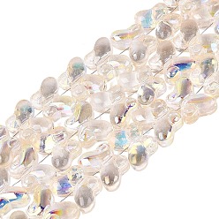 PapayaWhip Baking Paint Electroplate Transparent Glass Beads Strands, Butterfly, AB Color Plated, PapayaWhip, 10x14.5x5.5mm, Hole: 0.8~1mm, about 56~61pcs/strand, 16.73~18.31 inch(42.5~46.5cm)