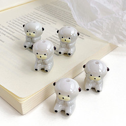 Серебро Непрозрачные акриловые бусины, медведь, серебряные, 25.9x20.7x24.2 мм, отверстие : 3.5 мм