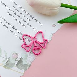 Ярко-Розовый Поворотный брелок из окрашенного сплава с бантиком и застежкой для ключей, брелок для ключей, ярко-розовый, 39x33 мм