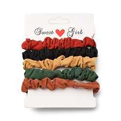Gemischte Farbe Einfarbige Mädchen Haarschmuck, Tuch elastischen Haargummis, Pferdeschwanzhalter, Stoff Scrunchie / Scrunchy, Gemischte Farbe, 10 mm, Innendurchmesser: 40 mm, 5 Stück / Set