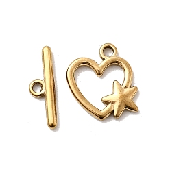 Звезда 304 из нержавеющей стали застежками тумблеры, золотые, звезда, 16x14.5x2 мм, отверстие : 2 мм, бар: 5.5x17x2 mm, отверстие : 1.6 мм