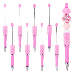 Бледно-Розовый Шариковая ручка из абс-пластика, железная ручка из бисера, для персонализированной ручки своими руками с ювелирной бусинкой, розовый жемчуг, 150x14.5 мм